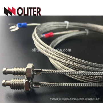 bolt sensor rtd silvery shielding flexible cable ss304 ss316 temperature sensor manufacturer pt100